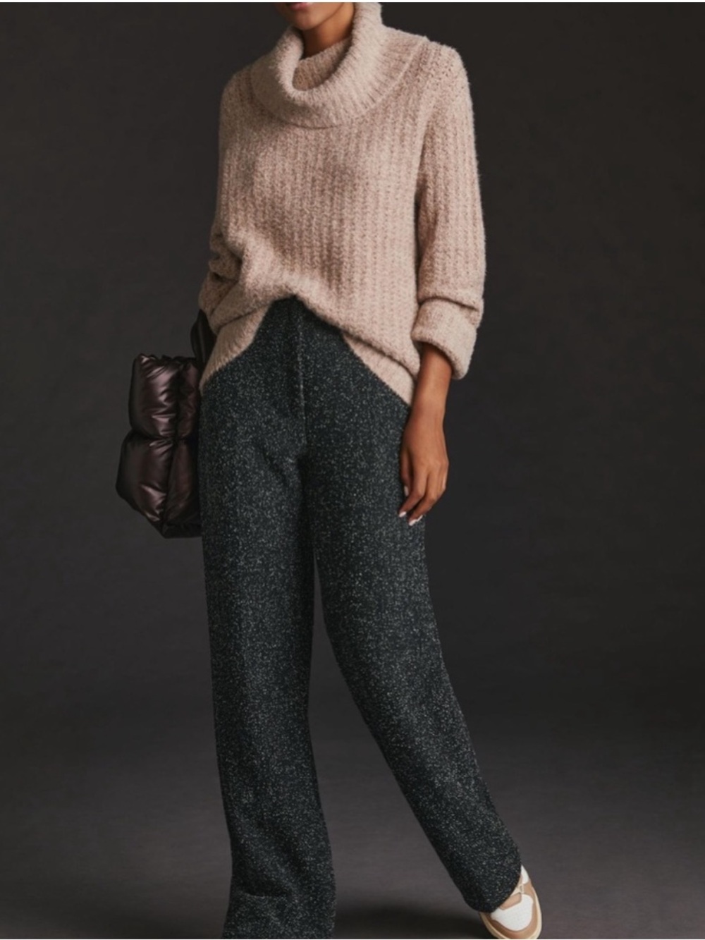 Maeve Anthropologie Athena Cowl Neck Sweater Light Brown Tan